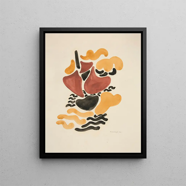 Abstraction based on floral shapes IV - David Kakabadze — framed artwork on a wall