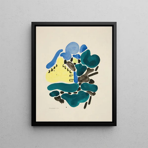 Abstract Painting based on floral shapes I - David Kakabadze — framed artwork on a wall