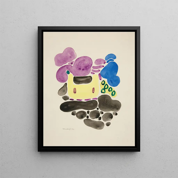 Abstract Painting based on floral shapes V - David Kakabadze — framed artwork on a wall
