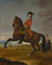 Horse Portrait Painting of an Officer of the 1st Troop of Dragoons on a Bay Steed with a Cavalier on the Right - David Morier — artwork view