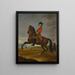 Horse Portrait Painting of an Officer of the 1st Troop of Dragoons on a Bay Steed with a Cavalier on the Right - David Morier — framed artwork on a wall
