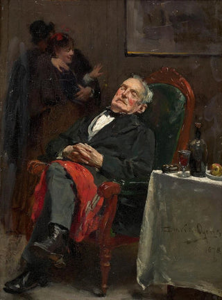 David Oyens - Couple senlaant derrire un homme assoupi.webp