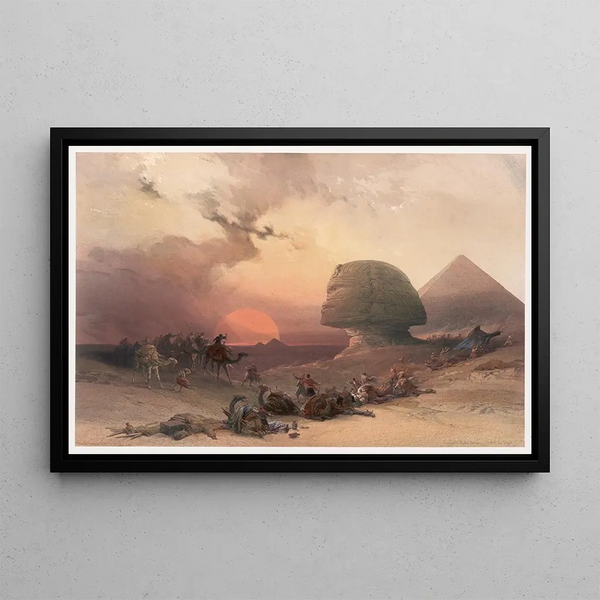 Approach of the Simoon, Giza Desert - David Roberts — framed artwork on a wall