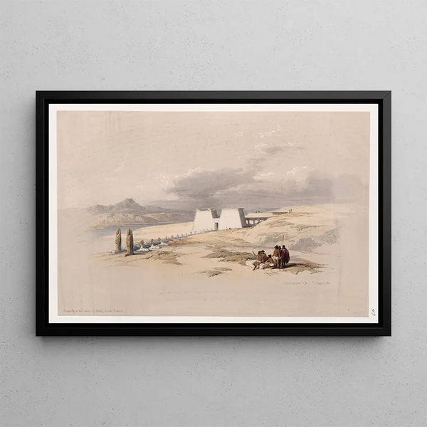Approche du temple de Wadi es-Sebua, Nubie - David Roberts — framed artwork on a wall