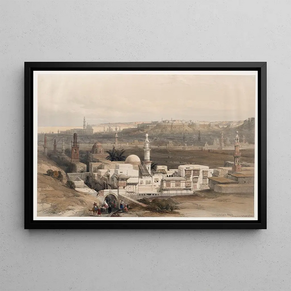 Cairo from Citzenib Gate towards the Suez Desert - David Roberts — framed artwork on a wall
