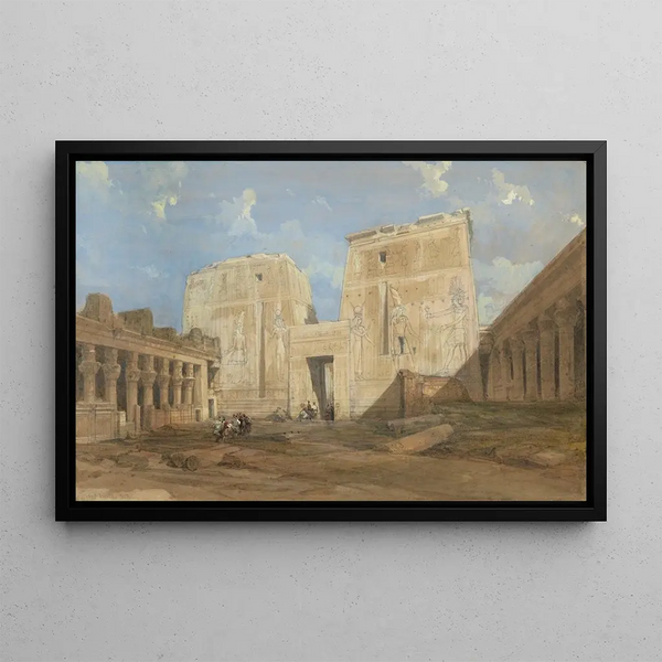 Entrance of the Temple of Isis at Philae - David Roberts — framed artwork on a wall