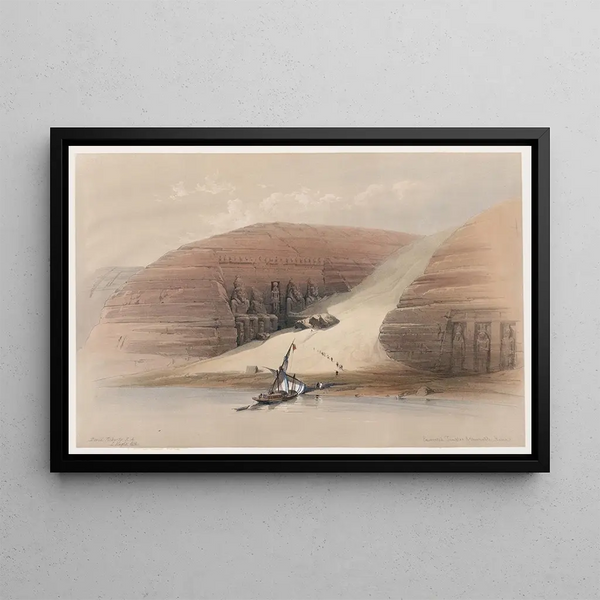 Temples excavés d'Abou Simbel, Ab Sunbul, Nubie - David Roberts — framed artwork on a wall