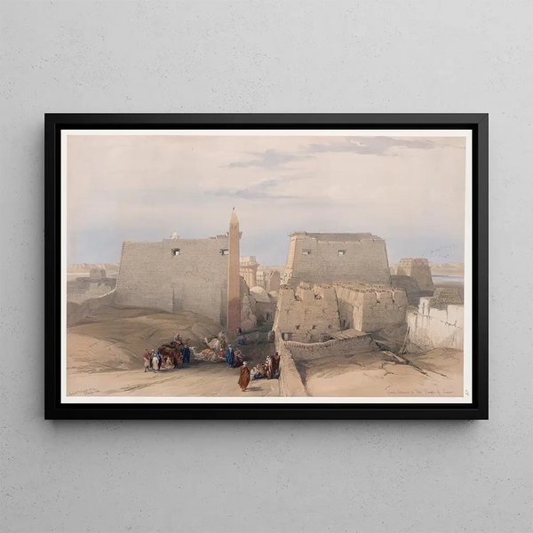 Large Entrance of the Temple of Luxor - David Roberts — framed artwork on a wall
