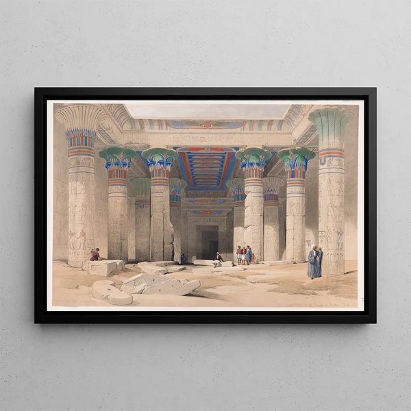 Grand portico painting of the Temple of Philae, Nubia - David Roberts — framed artwork on a wall