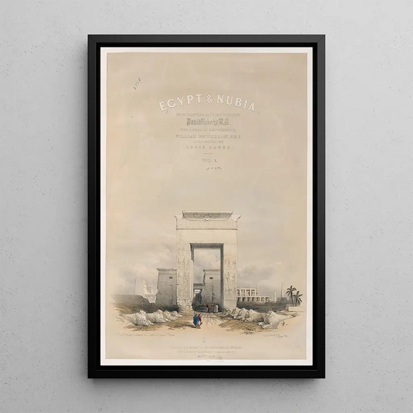 Grand portail menant au temple de Karnak Thèbes painting vignette titre vol 2 - David Roberts — framed artwork on a wall