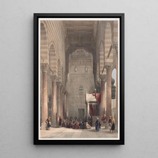 Interior painting of the Metwalys Mosque - David Roberts — framed artwork on a wall