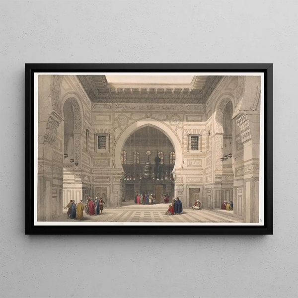 Interior painting of Sultan El Ghoree Mosque Masjid al-Ghuri - David Roberts — framed artwork on a wall
