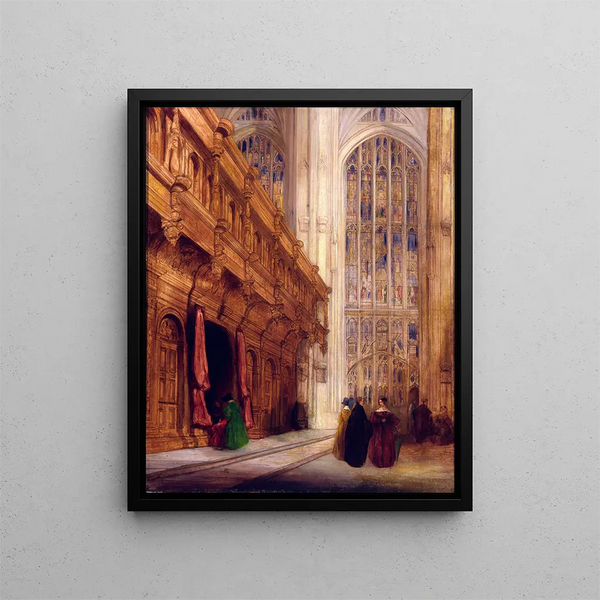 Chapel of King's College Cambridge - David Roberts — framed artwork on a wall