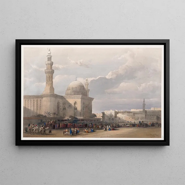 Mosque of Sultan Hassan from Rumeyleh Square - David Roberts — framed artwork on a wall