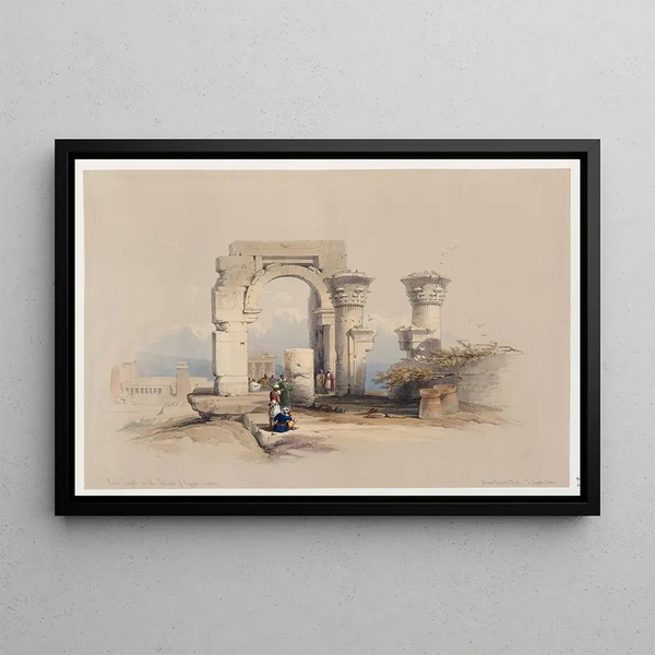 Ruins of the temple on Biggeh Island, Bga Bjah, Nubia - David Roberts — framed artwork on a wall