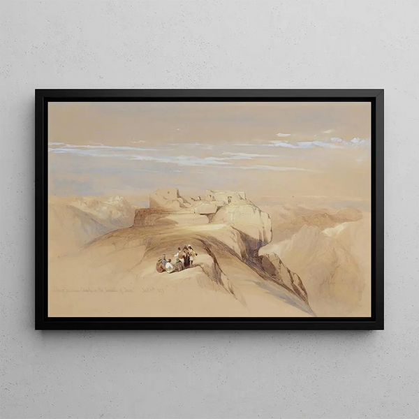Les Chapelles chrétienne et musulmane au sommet du Sinaï - David Roberts — framed artwork on a wall
