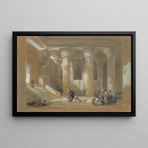 The Great Portico of the Temple of Esneh, Egypt - David Roberts — framed artwork on a wall