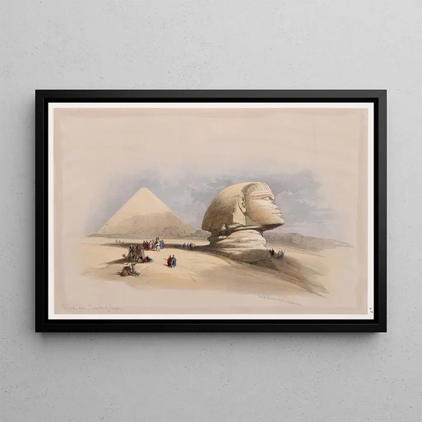 The Great Sphinx and the Pyramids of Giza - David Roberts — framed artwork on a wall