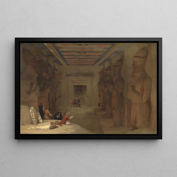 La salle hypostyle du grand temple d'Abou Simbel Égypte - David Roberts — framed artwork on a wall
