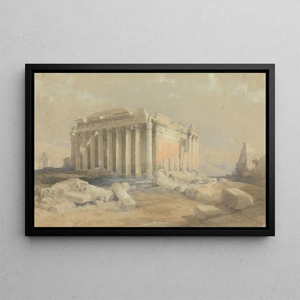 The Temple of Baalbek - David Roberts — framed artwork on a wall