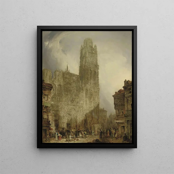the West Facade of Rouen Cathedral - David Roberts — framed artwork on a wall