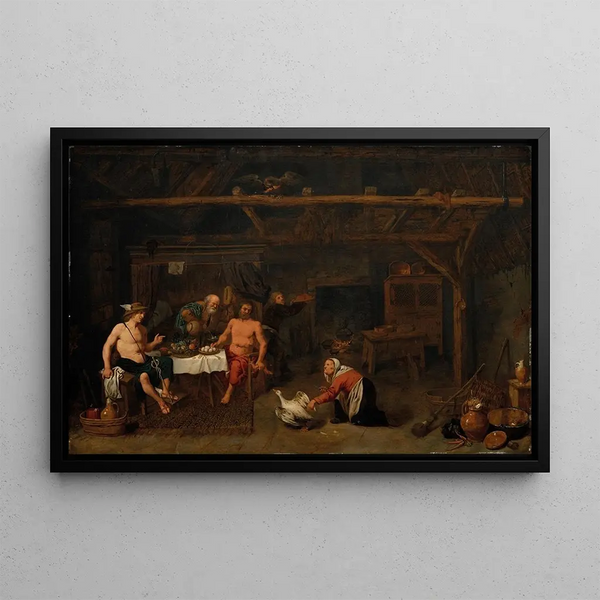Jupiter and Mercury with Philemon and Baucis - David Ryckaert III — framed artwork on a wall