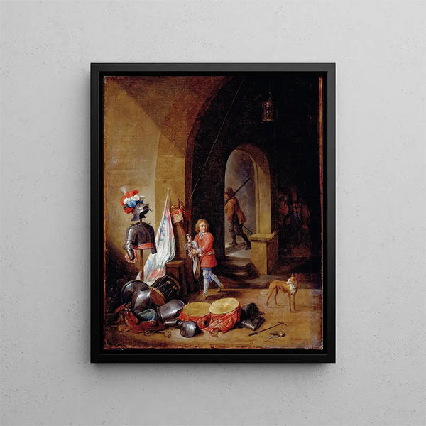 A Guard Room - David Teniers the Younger — framed artwork on a wall