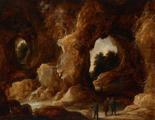 a Cave with Figures, a Deer, and a Stork - David Teniers the Younger — artwork view