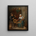 A couple of elderly people spinning wool indoors - David Teniers the Younger — framed artwork on a wall