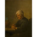 Reproduction of the painting of an old woman cutting tobacco - David Teniers the Younger