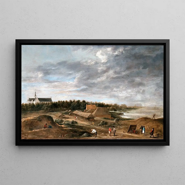 Brickmakers near Hemiksem - David Teniers the Younger — framed artwork on a wall