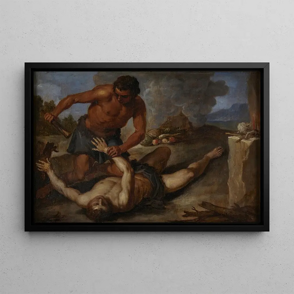Cain Killing Abel - David Teniers the Younger — framed artwork on a wall