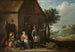 Peasant Painting at the door of a cottage with a seated woman and a child - David Teniers the Younger — artwork view