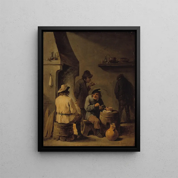 La tabagie - David Teniers the Younger — framed artwork on a wall