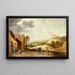 Landscape painting with peasants playing boules in front of an inn - David Teniers the Younger — framed artwork on a wall
