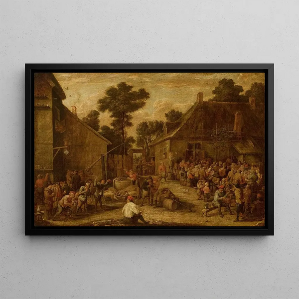 Festivities in the Countryside - David Teniers the Younger — framed artwork on a wall