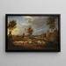 Sunset landscape with a shepherd and his flock - David Teniers the Younger — framed artwork on a wall