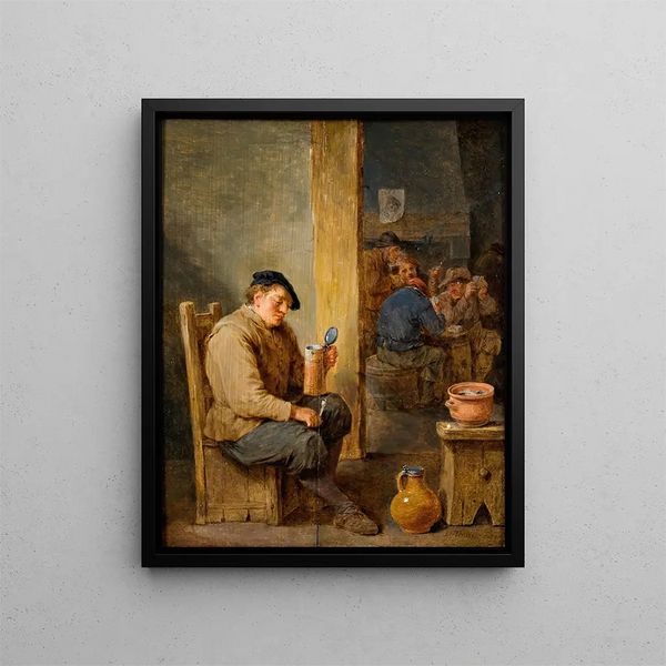 The empty cup - David Teniers the Younger — framed artwork on a wall