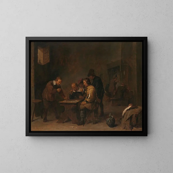 Les Joueurs - David Teniers le Jeune — framed artwork on a wall