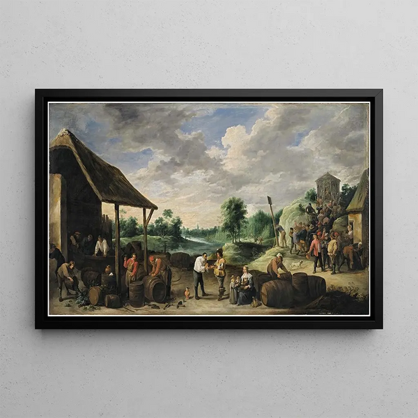 La Récolte du vin - David Teniers le Jeune — framed artwork on a wall