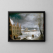 Winter scene with a man killing a pig - David Teniers the Younger — framed artwork on a wall