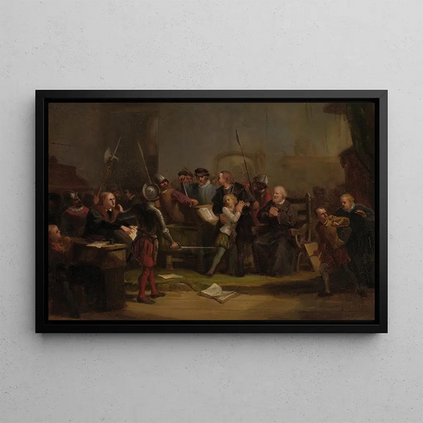 Anno 1568 Filips Willem is taken from the University of Louvain - David van der Kellen III — framed artwork on a wall