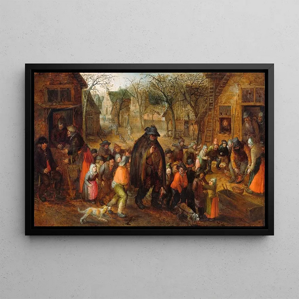 Player of the Blind Hurdy-Gurdy - David Vinckboons — framed artwork on a wall