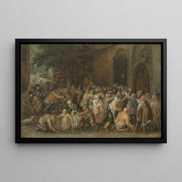 Distribution d'aumônes - David Vinckboons — framed artwork on a wall