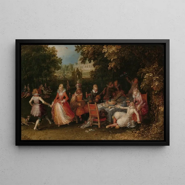 Garden Party Fête champêtre - David Vinckboons — framed artwork on a wall