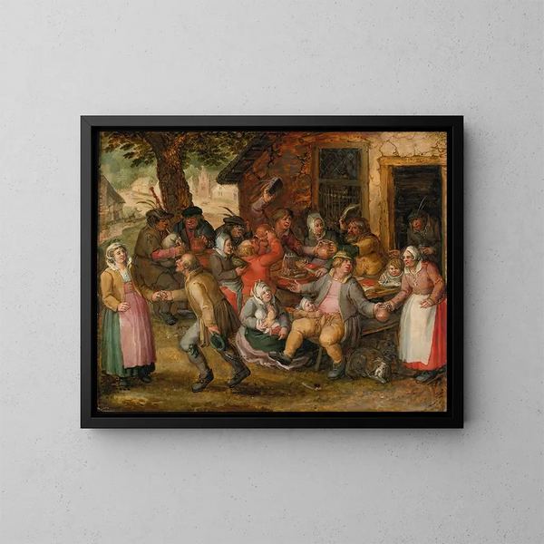 Fête des paysans - David Vinckboons — framed artwork on a wall