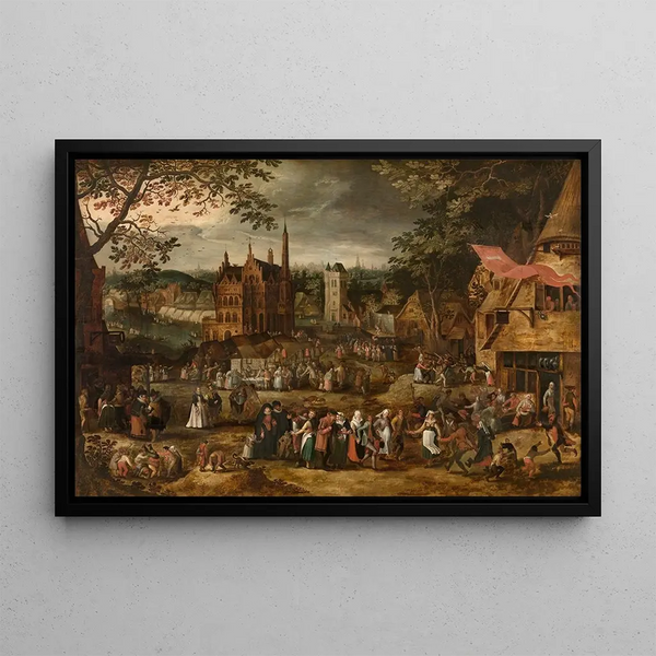 Village Festival Painting - David Vinckboons — framed artwork on a wall