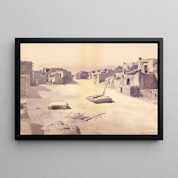 Rue dans le Pueblo d'Oraibi Tusayan Arizona - De Lancey Gill — framed artwork on a wall