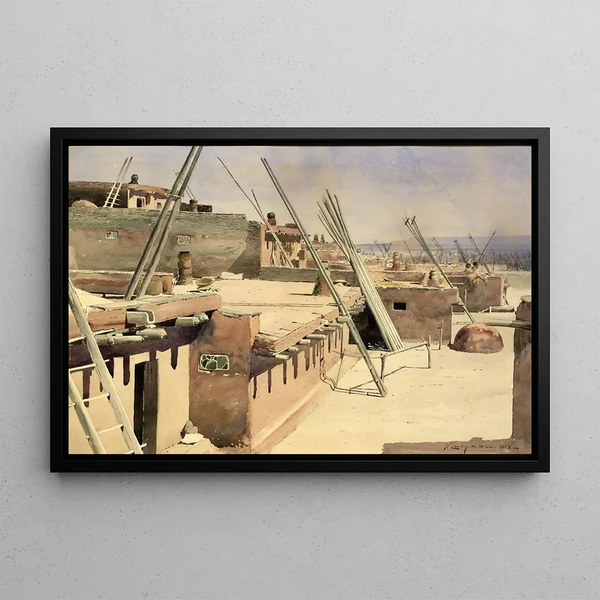 Rue dans le village de Zuni, Nouveau-Mexique - De Lancey Gill — framed artwork on a wall