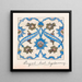 Floral tile decoration painting persano-arabes - Johanna van de Kamer — framed artwork on a wall